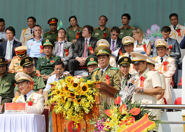 Lieutenant General, Prof. Dr. Som Vang Tham Ma Sit - Deputy Minister of Ministry of Security of Lao PDR spoke at the ceremony.